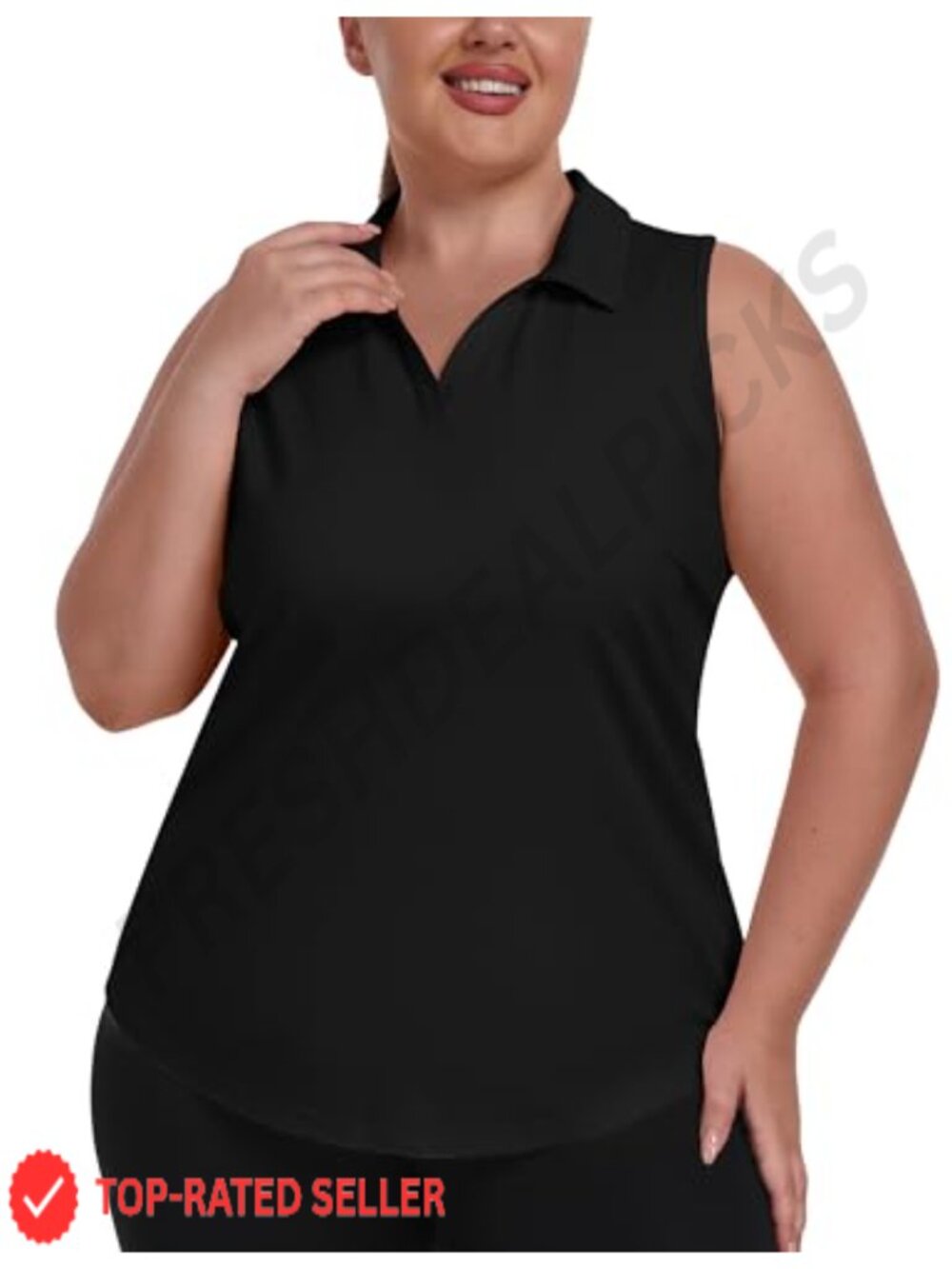 Sleeveless Polo Shirt Racerback V-Neck Golf Tennis Top Moisture Wicking Women's